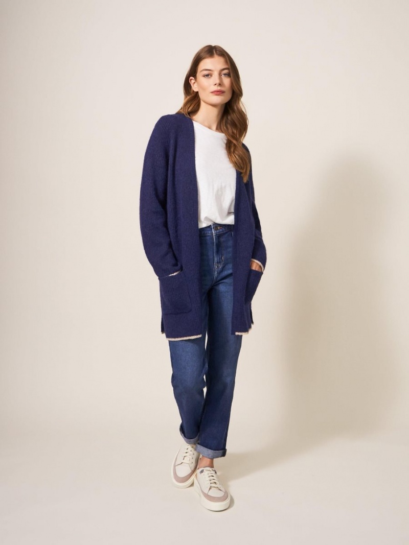 Dark Navy White Stuff Erica Longline Cardi | 25769UBMG