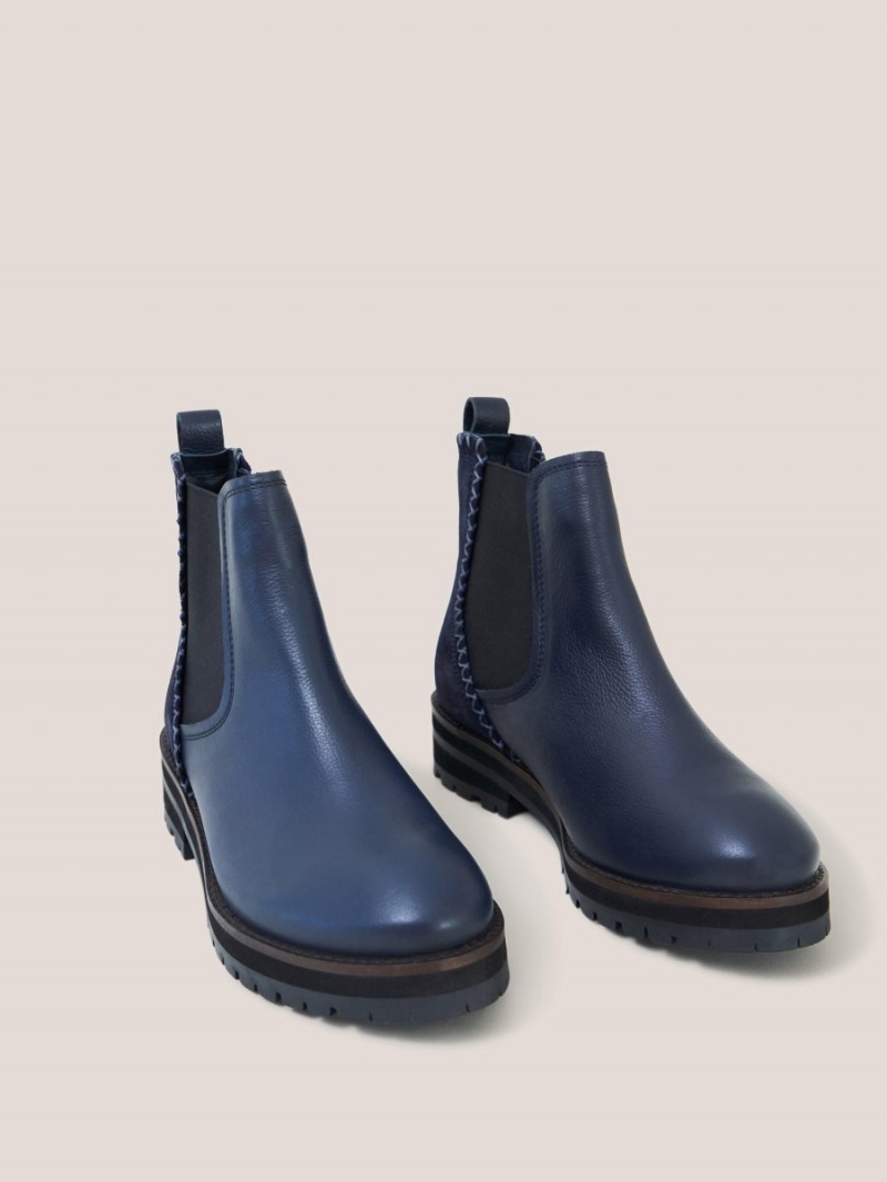 Dark Navy White Stuff Esme Leather Chelsea Boot | 73026YGMT