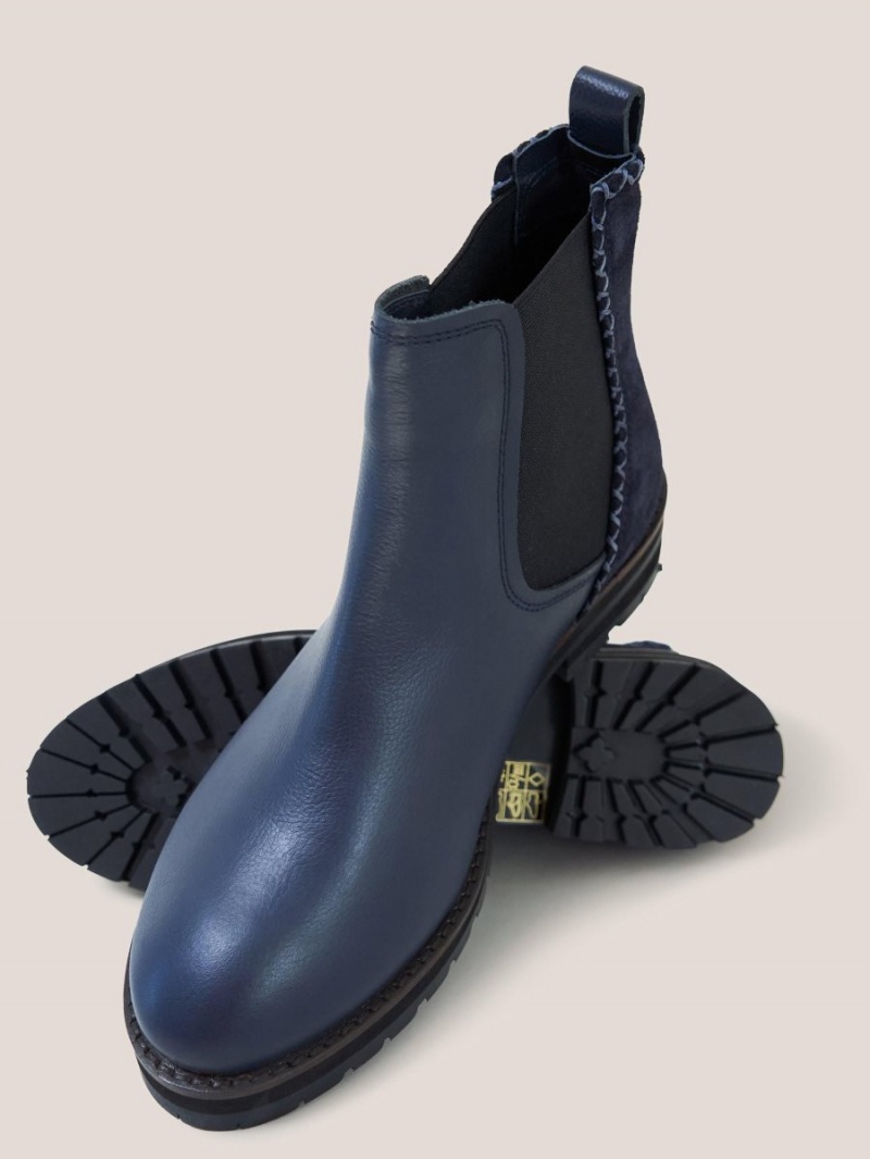 Dark Navy White Stuff Esme Leather Chelsea Boot | 73026YGMT