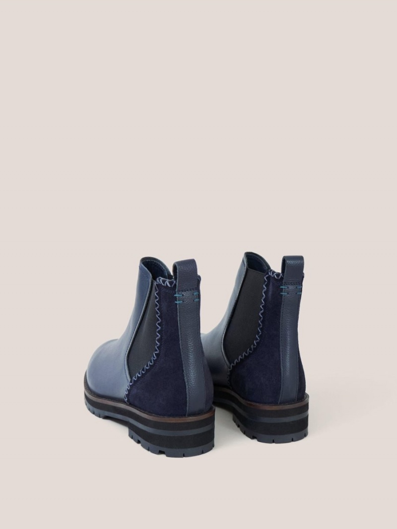 Dark Navy White Stuff Esme Leather Chelsea Boot | 73026YGMT