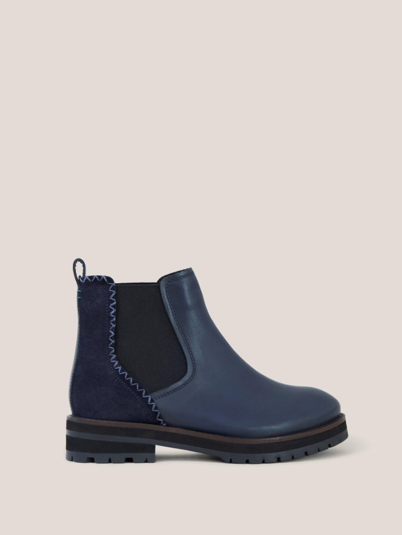 Dark Navy White Stuff Esme Leather Chelsea Boot | 73026YGMT