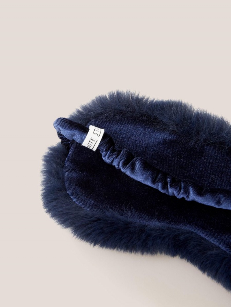 Dark Navy White Stuff Faux Fur Velvet Eye Mask | 82537HWBZ