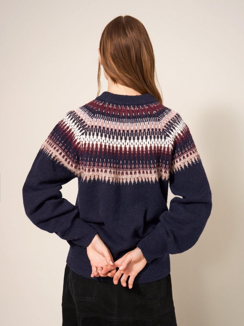 Dark Navy White Stuff Frankie Fairisle Jumper | 26459IQJT