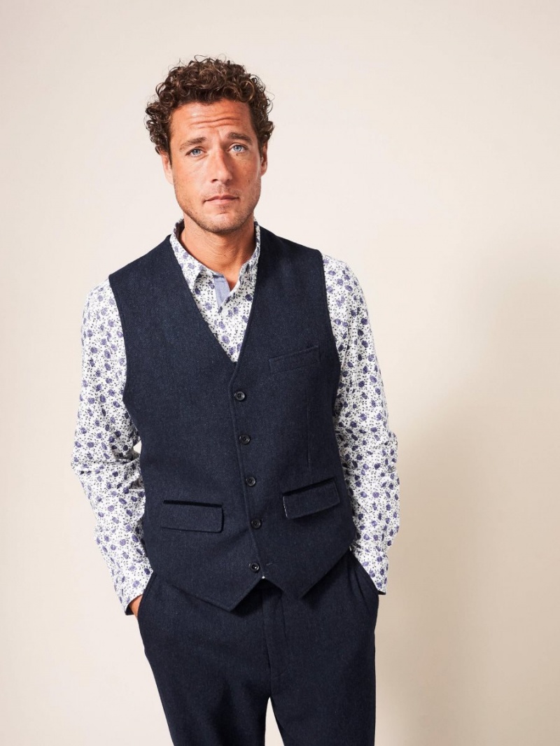 Dark Navy White Stuff Heath Regular Fit Waistcoat | 51497WKSD