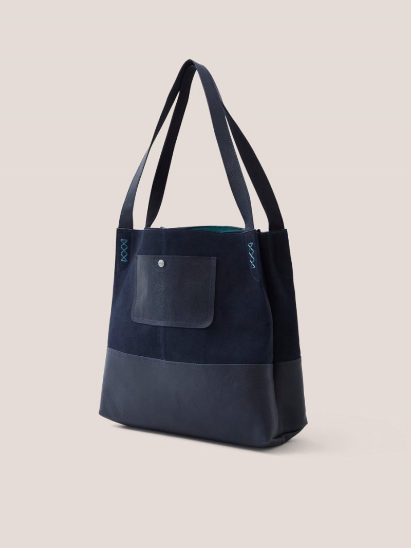 Dark Navy White Stuff Hettie Leather Tote | 47351VNYX