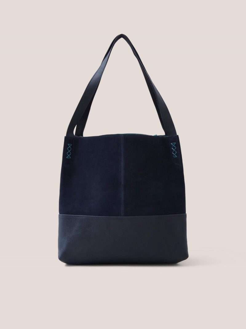 Dark Navy White Stuff Hettie Leather Tote | 47351VNYX