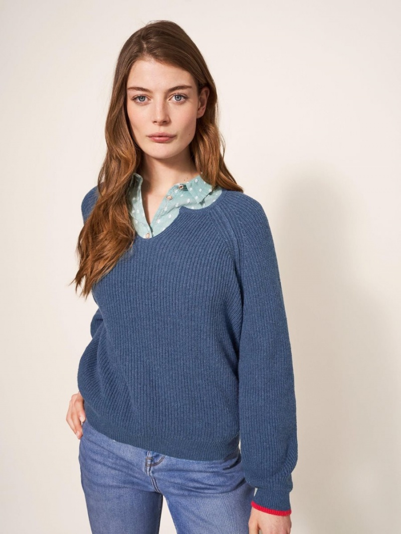 Dark Navy White Stuff Jennie Rib Jumper | 36594NLER