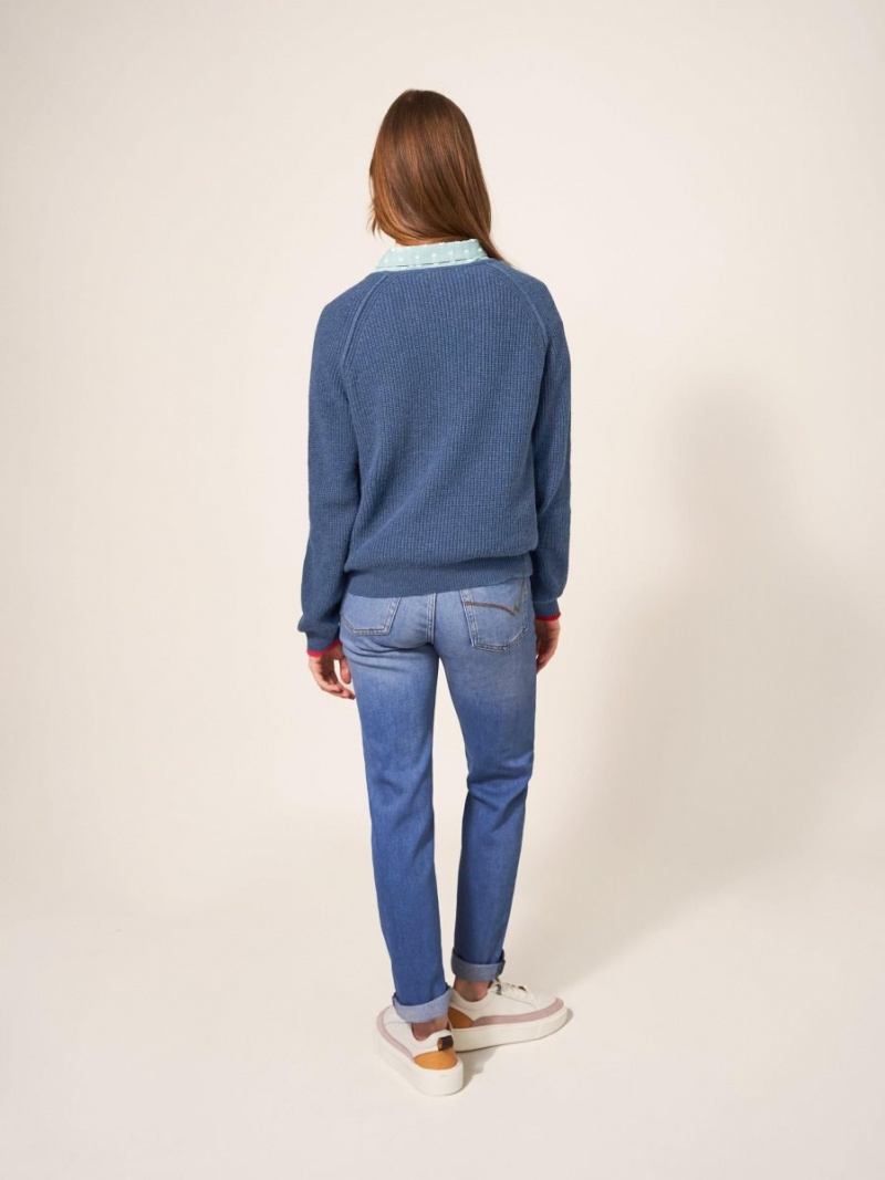 Dark Navy White Stuff Jennie Rib Jumper | 36594NLER