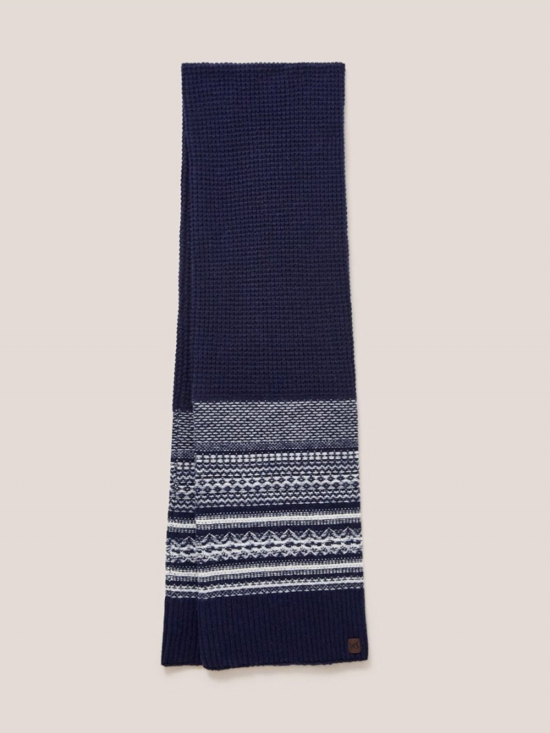 Dark Navy White Stuff Lambswool Fairisle Scarf | 02517YPGJ