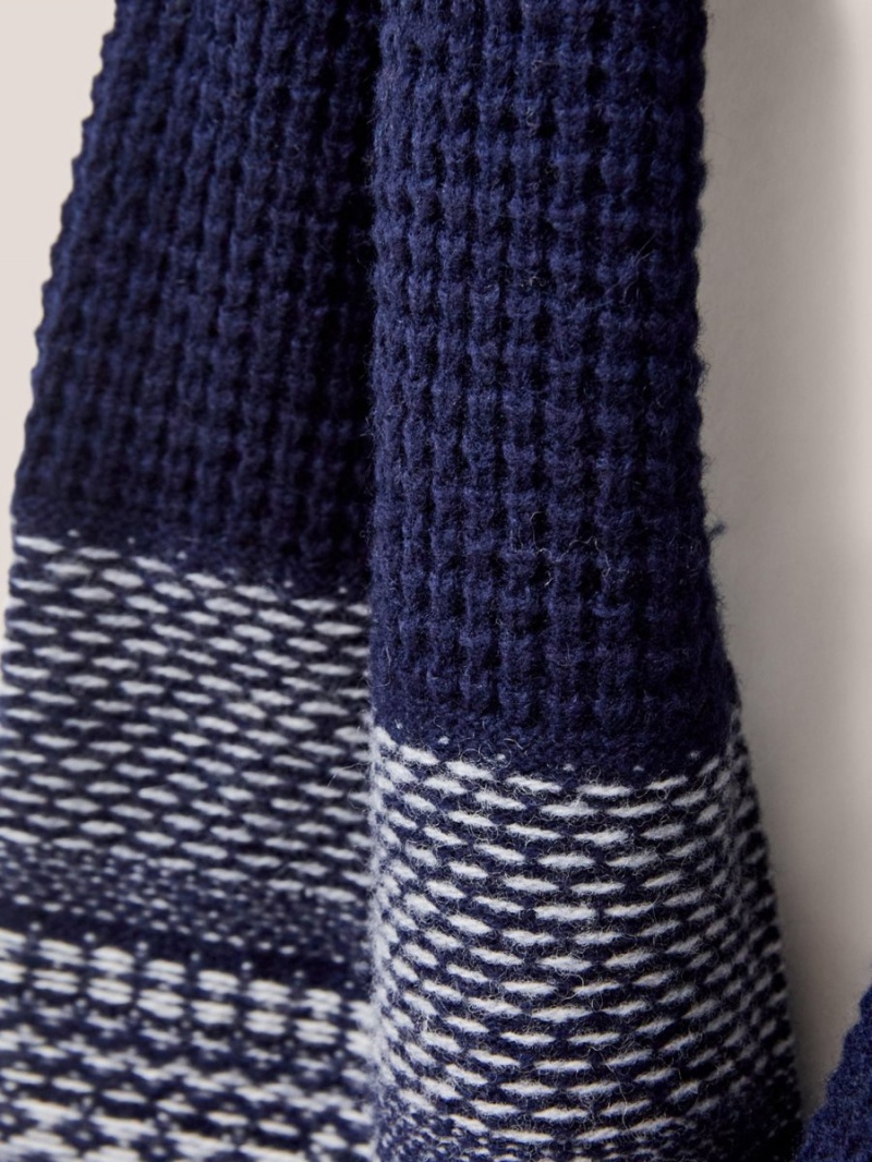 Dark Navy White Stuff Lambswool Fairisle Scarf | 02517YPGJ