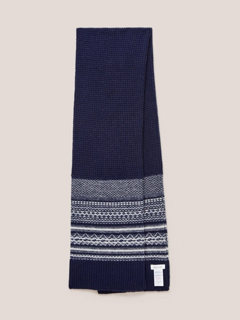 Dark Navy White Stuff Lambswool Fairisle Scarf | 02517YPGJ