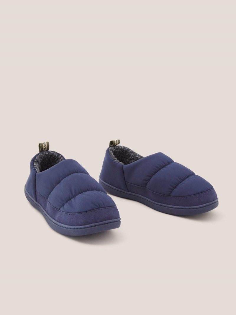 Dark Navy White Stuff Nylon Puffer Slipper | 39847QOVL