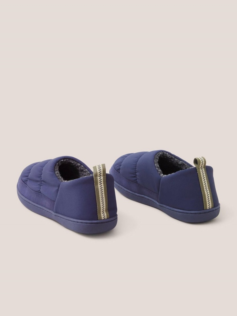 Dark Navy White Stuff Nylon Puffer Slipper | 39847QOVL