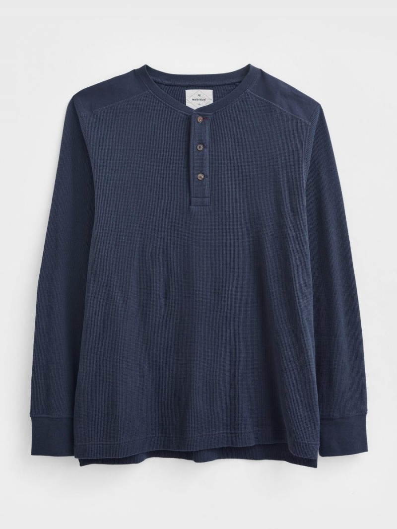 Dark Navy White Stuff Porter Waffle Henley | 15236ESRL