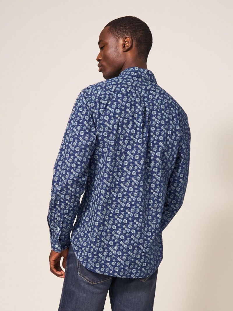 Dark Navy White Stuff Scattered Flower Printed Shirt | 12860EOWY