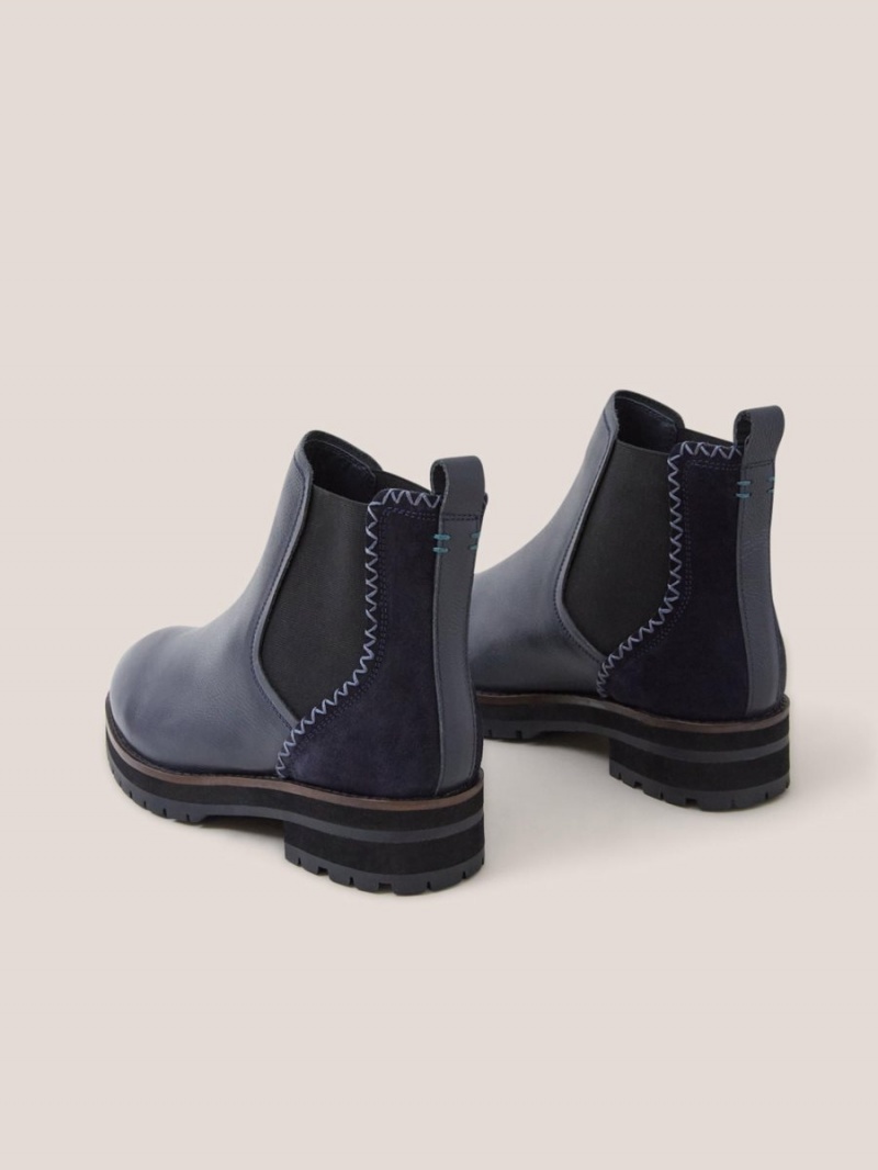 Dark Navy White Stuff Wide Fit Leather Chelsea Boot | 04936TIXZ