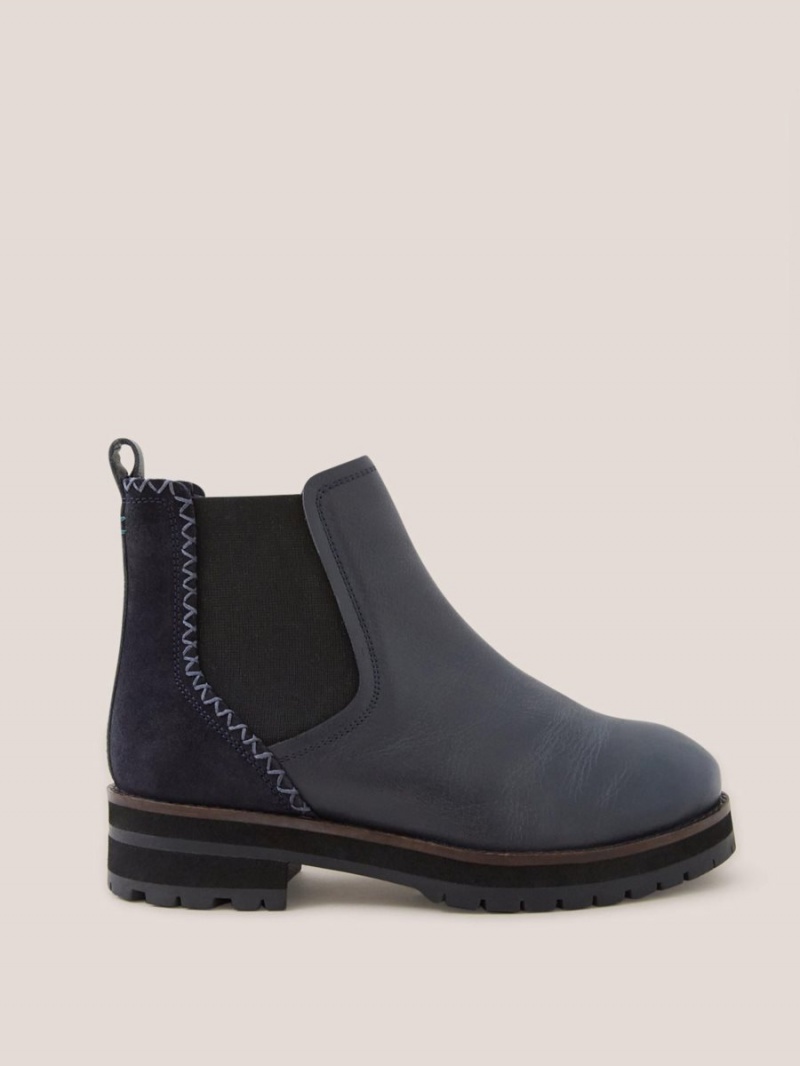 Dark Navy White Stuff Wide Fit Leather Chelsea Boot | 04936TIXZ