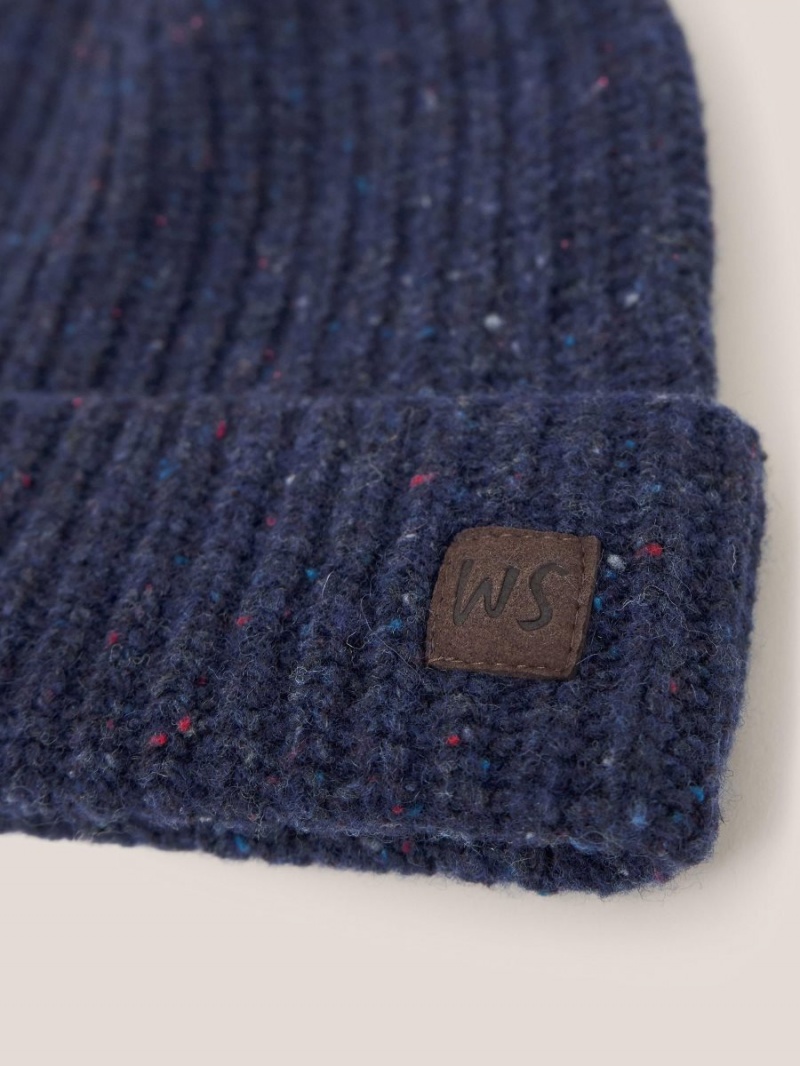 Dark Navy White Stuff Wool Ribbed Beanie | 70645THYK