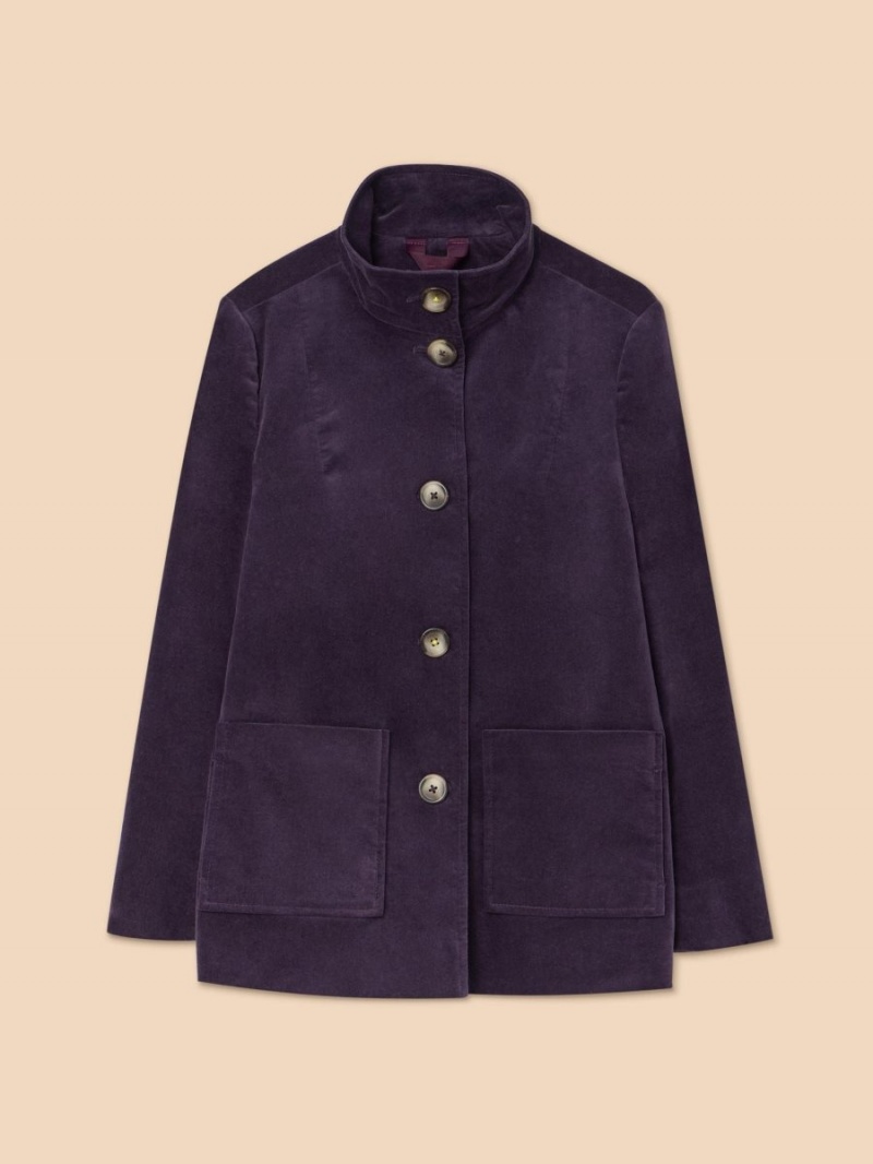 Dark Purple White Stuff Karla Velvet Peacoat | 93620AMRV