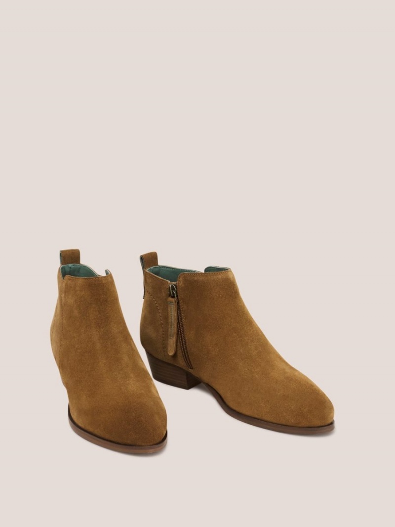 Dark Tan White Stuff Suede Willow Ankle Boot | 50619CEVD