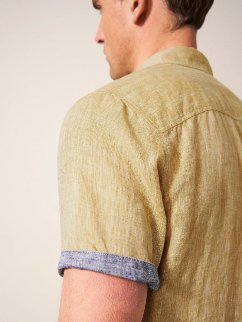 Dark Yellow White Stuff Pembroke Ss Linen Shirt | 86104ILTM