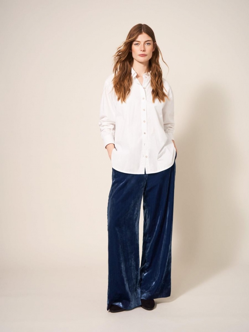 Deep Blue White Stuff Jenny Velvet Wide Leg Trouser | 09764VWKE