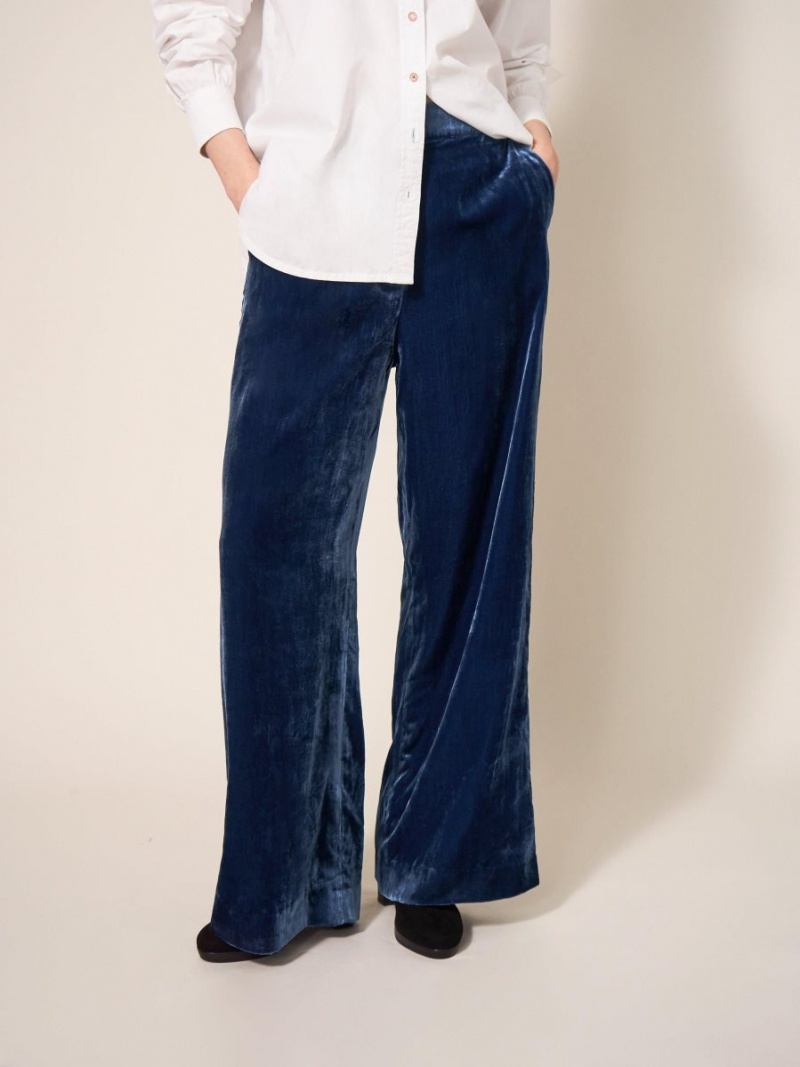 Deep Blue White Stuff Jenny Velvet Wide Leg Trouser | 09764VWKE