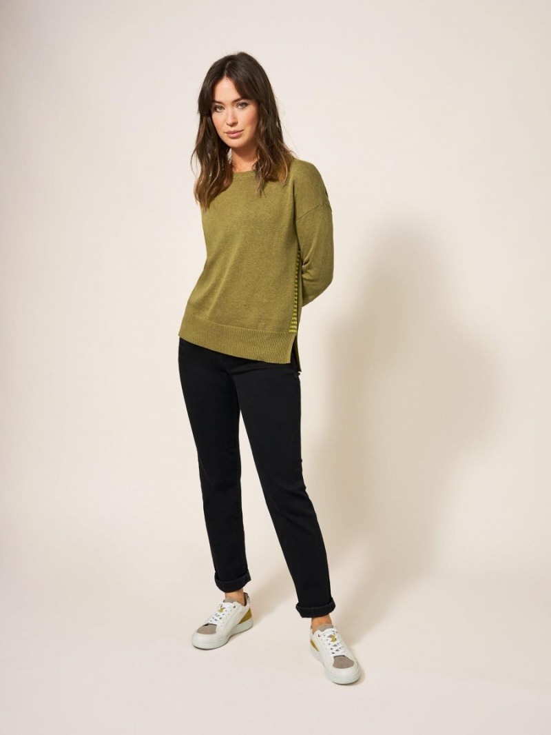 Deep Green White Stuff Olive Crew Neck Jumper | 47659QURT