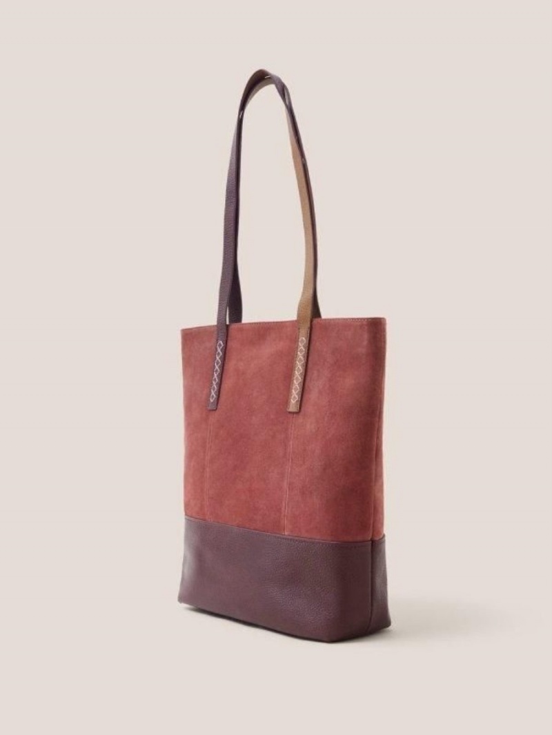 Deep Red White Stuff Tara Leather Tote Bag | 15809XCZF