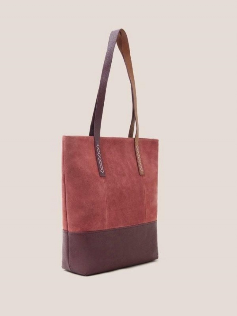 Deep Red White Stuff Tara Leather Tote Bag | 15809XCZF