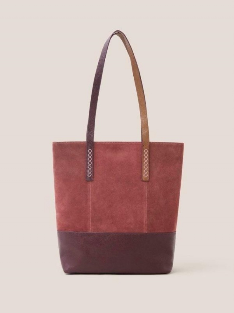 Deep Red White Stuff Tara Leather Tote Bag | 15809XCZF