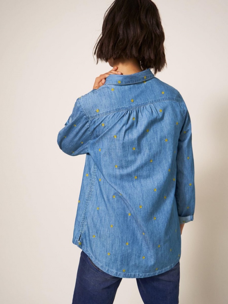 Denim Multi White Stuff Sophie Embroidered Shirt | 08956BQJY