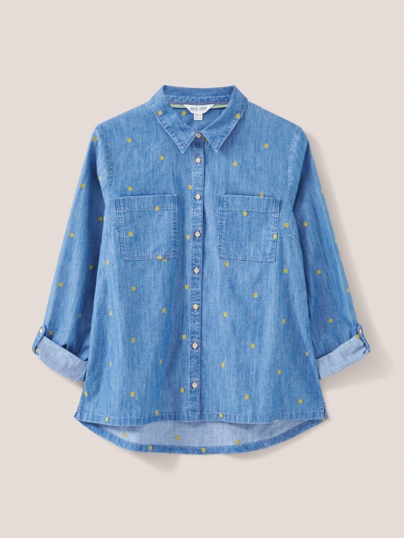 Denim Multi White Stuff Sophie Embroidered Shirt | 08956BQJY