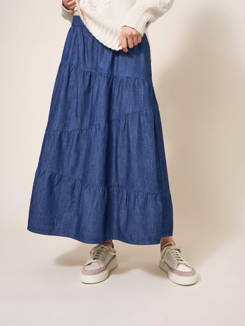 Dk Denim White Stuff Jenna Tiered Denim Skirt | 02756RVUF