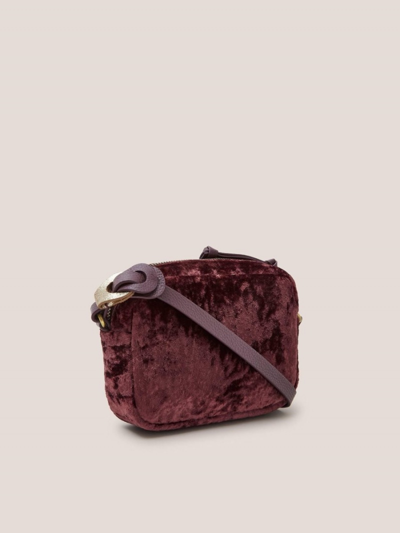 Dk Plum White Stuff Lexi Velvet Camera Bag | 85701FXQJ