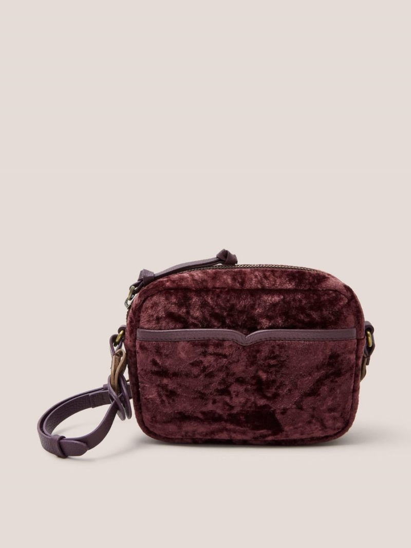 Dk Plum White Stuff Lexi Velvet Camera Bag | 85701FXQJ