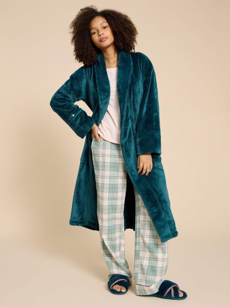 Dk Teal White Stuff Clover Cosy Dressing Gown | 06895PHNU