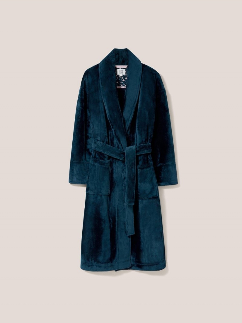 Dk Teal White Stuff Clover Cosy Dressing Gown | 06895PHNU