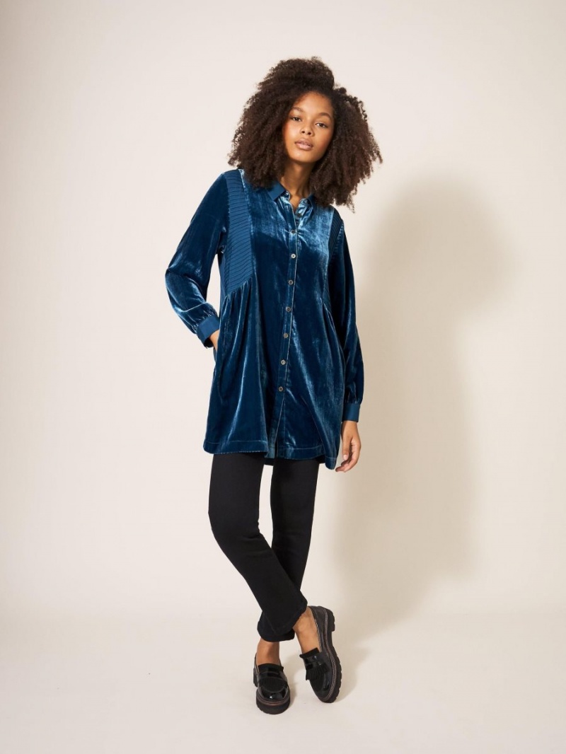 Dk Teal White Stuff Farley Velvet Tunic | 74162PIQM