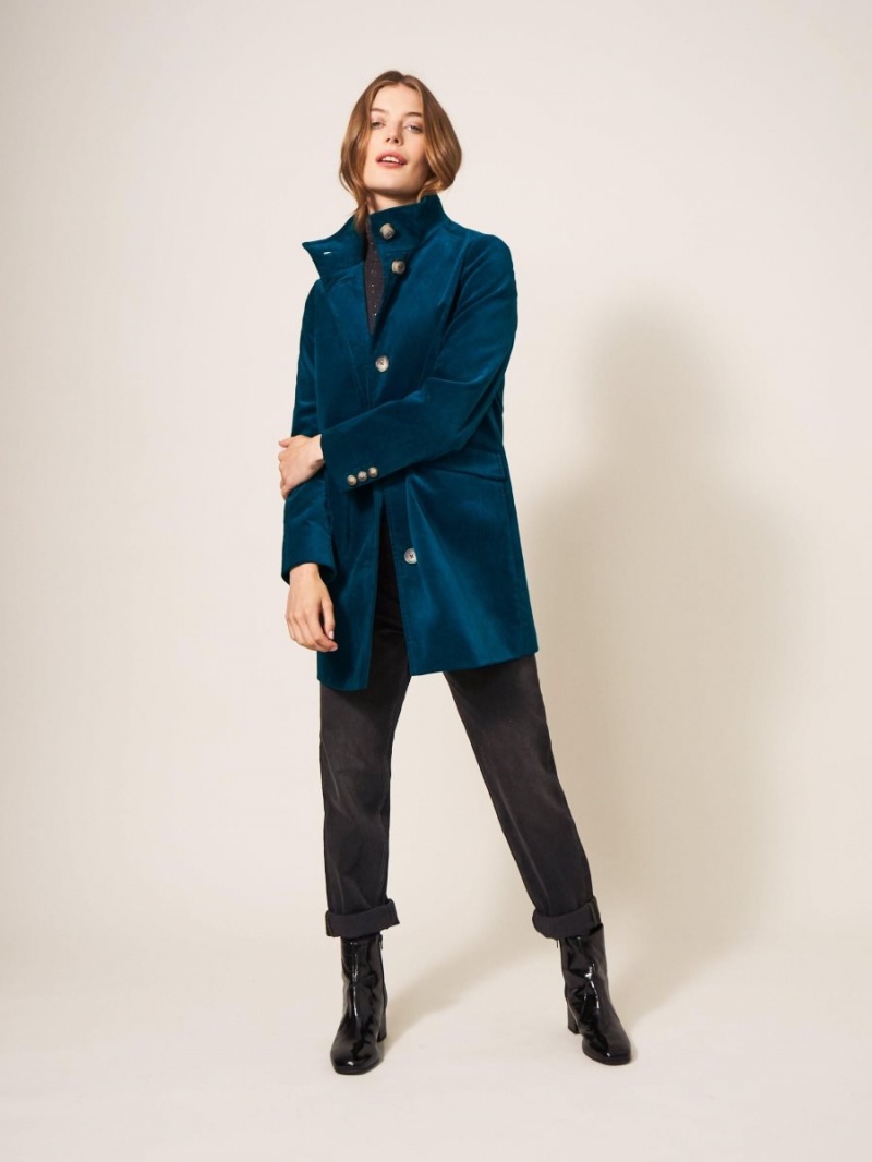 Dk Teal White Stuff Karla Smart Velvet Coat | 45237CTJQ