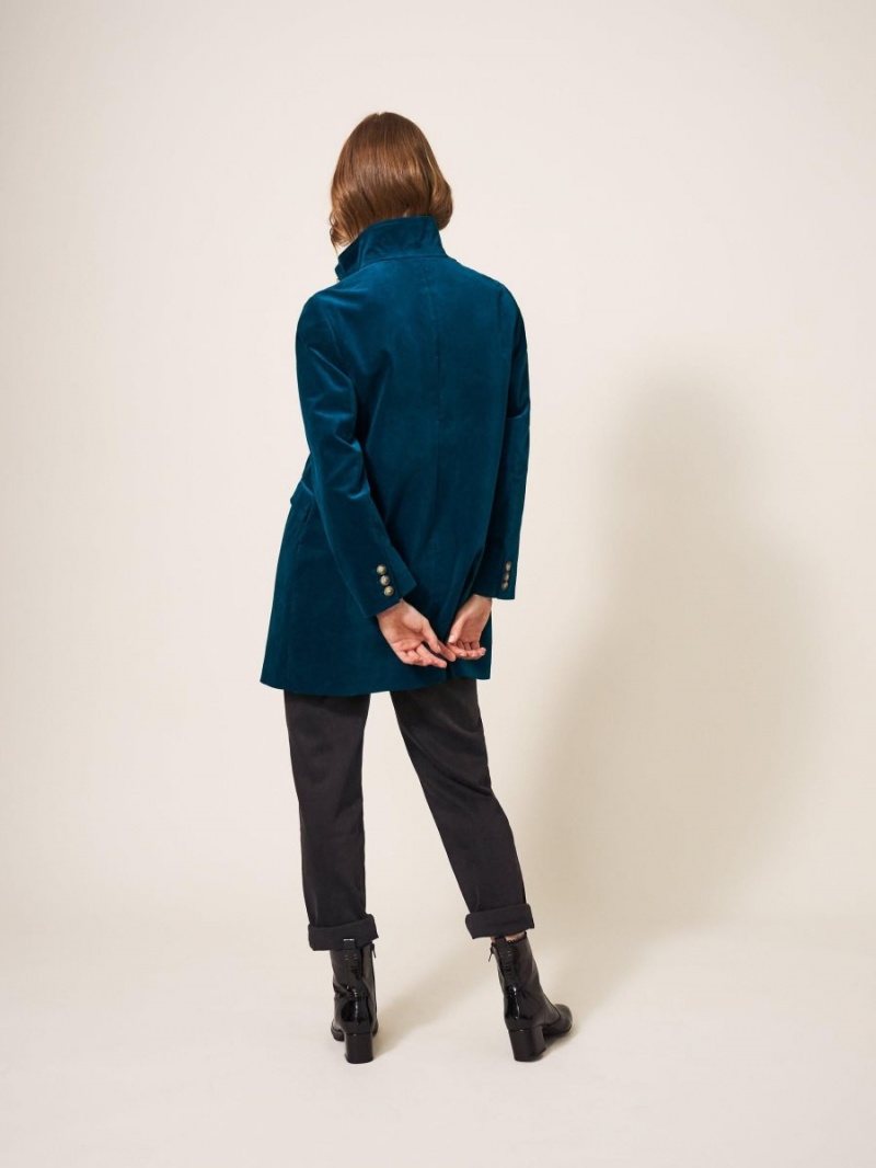 Dk Teal White Stuff Karla Smart Velvet Coat | 45237CTJQ