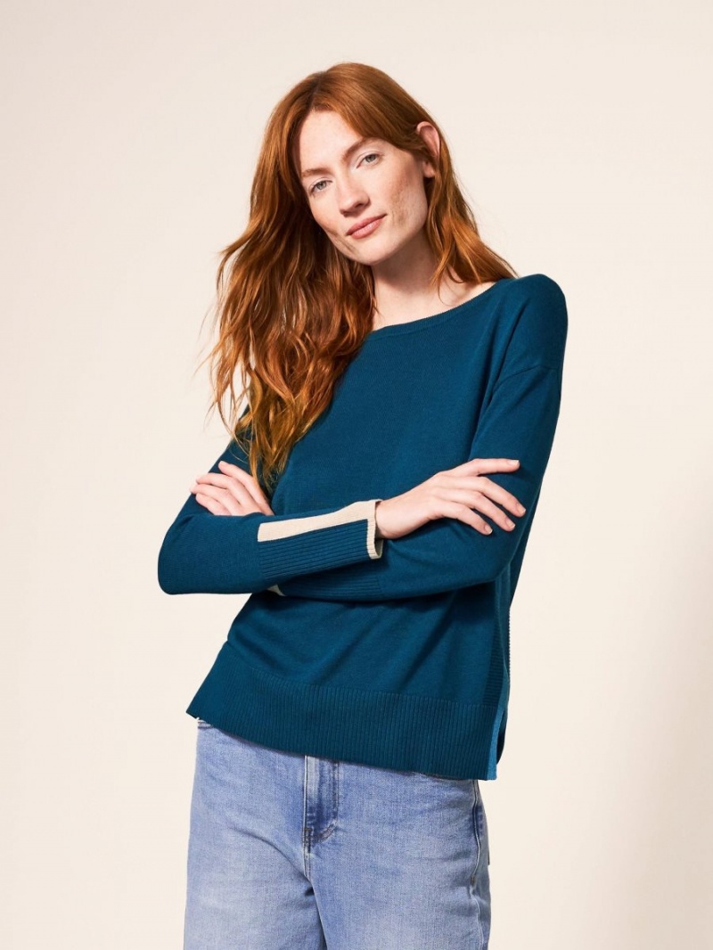 Dk Teal White Stuff Olive Knitted Jumper | 94623DTRX