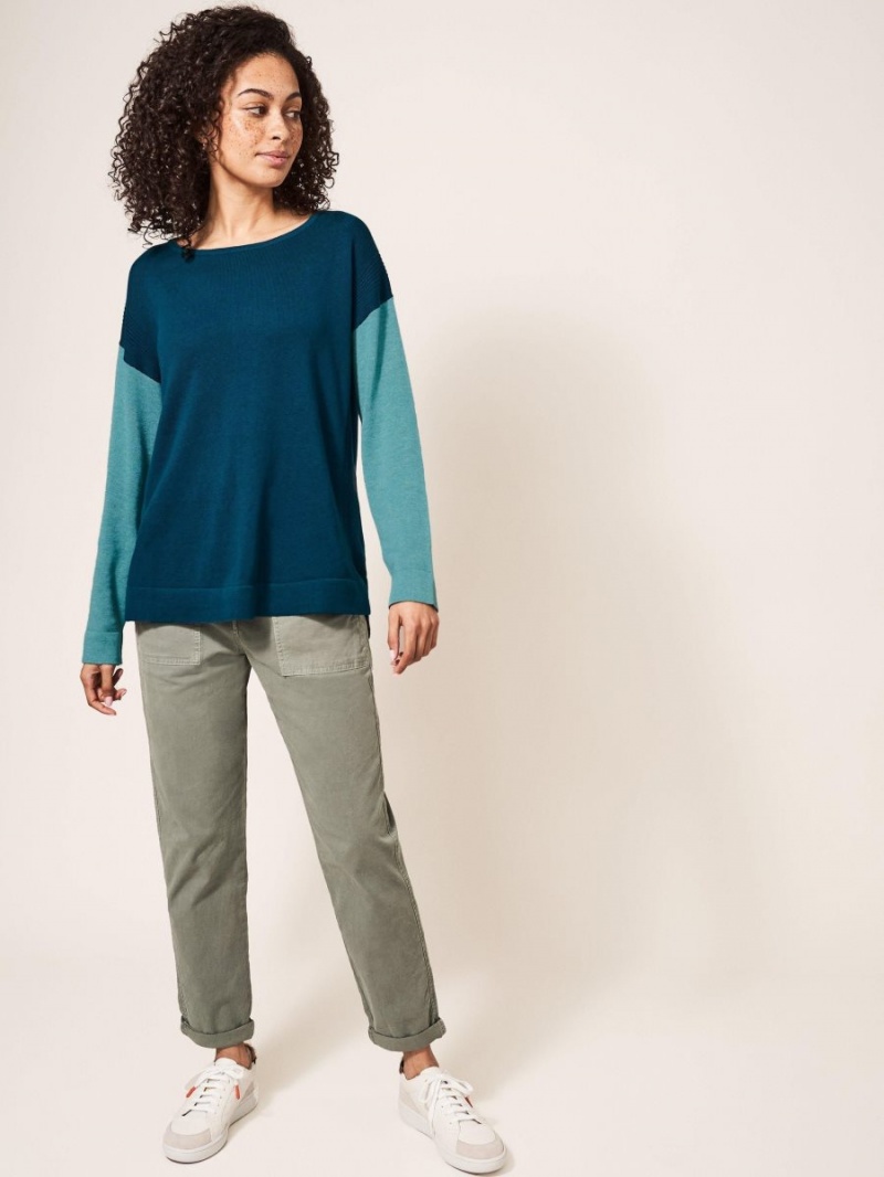 Dk Teal White Stuff Olivia Crew Neck Jumper | 81426TYVF