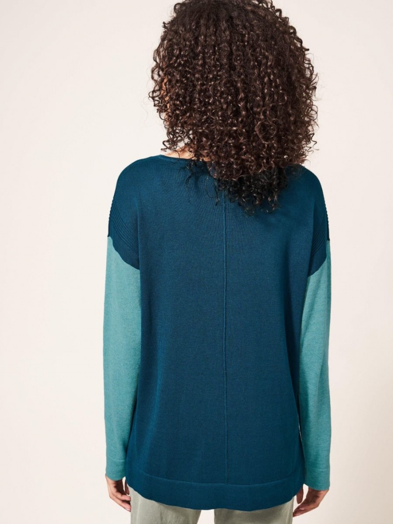 Dk Teal White Stuff Olivia Crew Neck Jumper | 81426TYVF