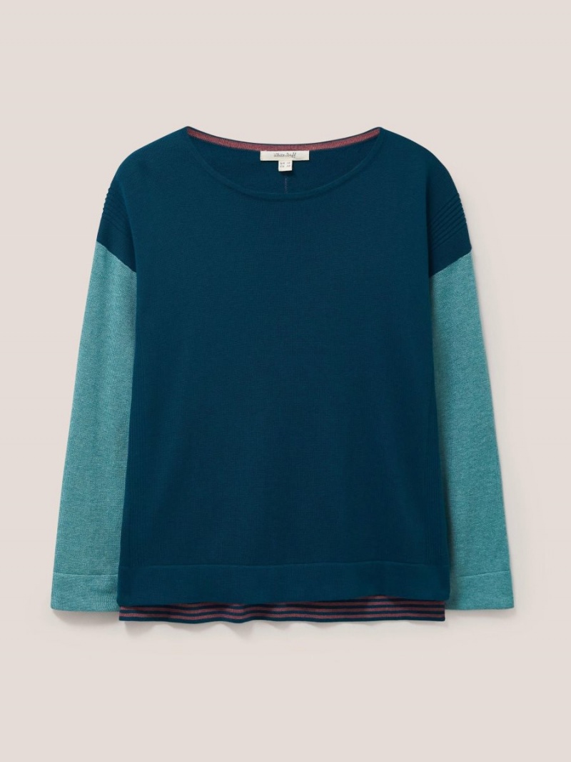 Dk Teal White Stuff Olivia Crew Neck Jumper | 81426TYVF