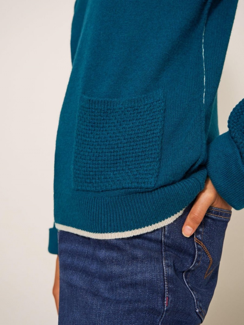 Dk Teal White Stuff Tyne Crew Neck Jumper | 42863MTJS