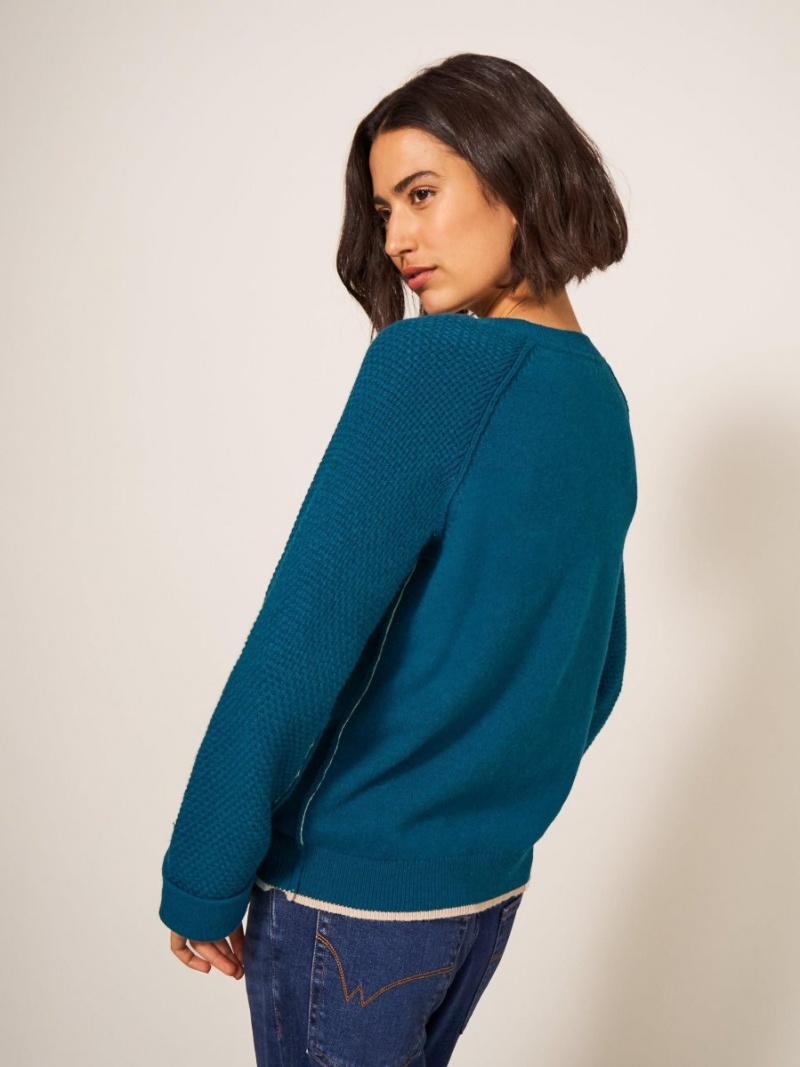 Dk Teal White Stuff Tyne Crew Neck Jumper | 42863MTJS