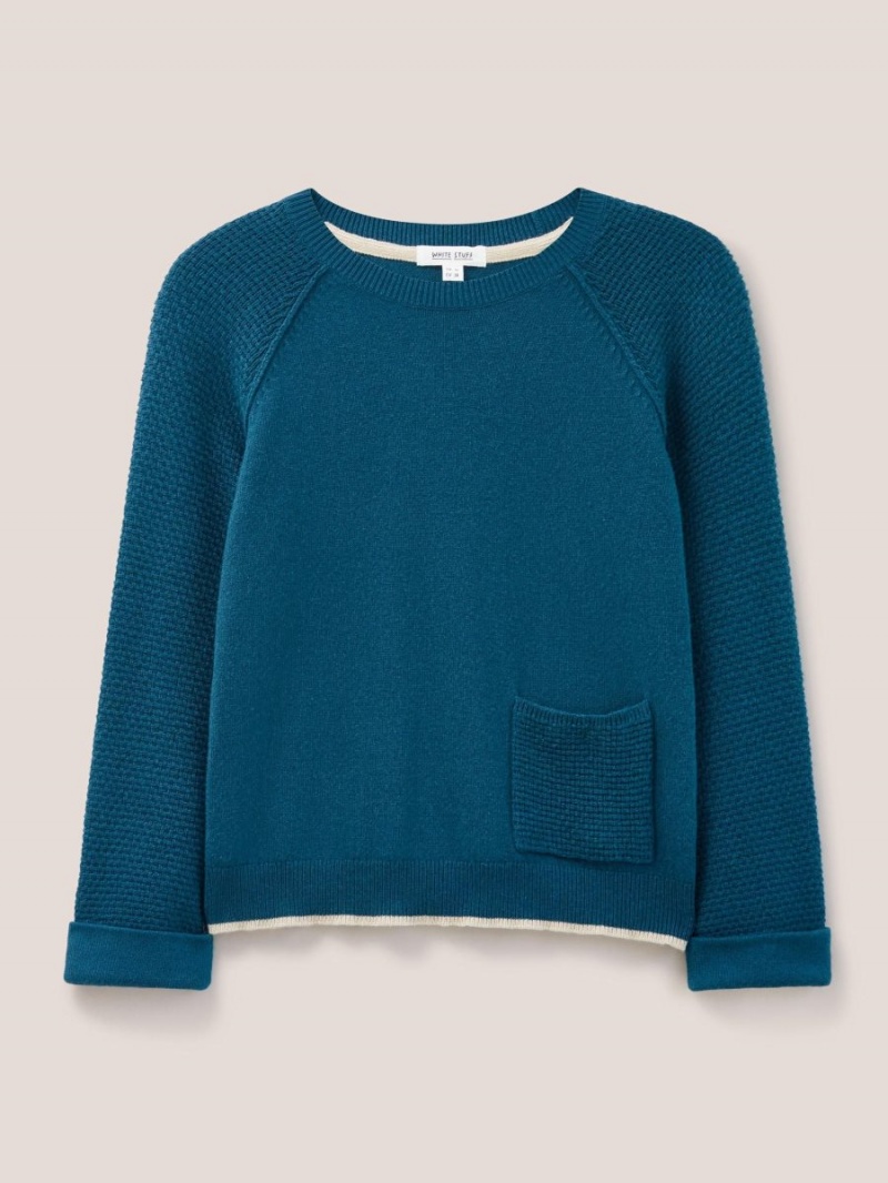 Dk Teal White Stuff Tyne Crew Neck Jumper | 42863MTJS