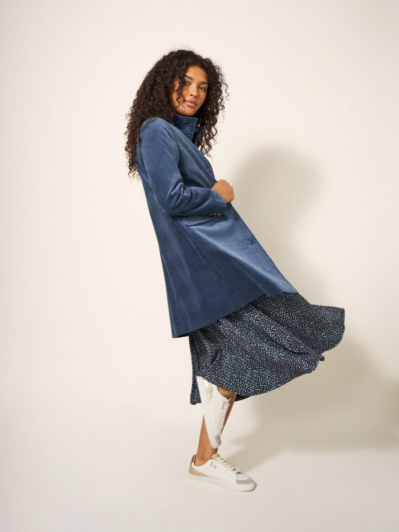 Dusty Blue White Stuff Karla Smart Velvet Coat | 16824NAZU