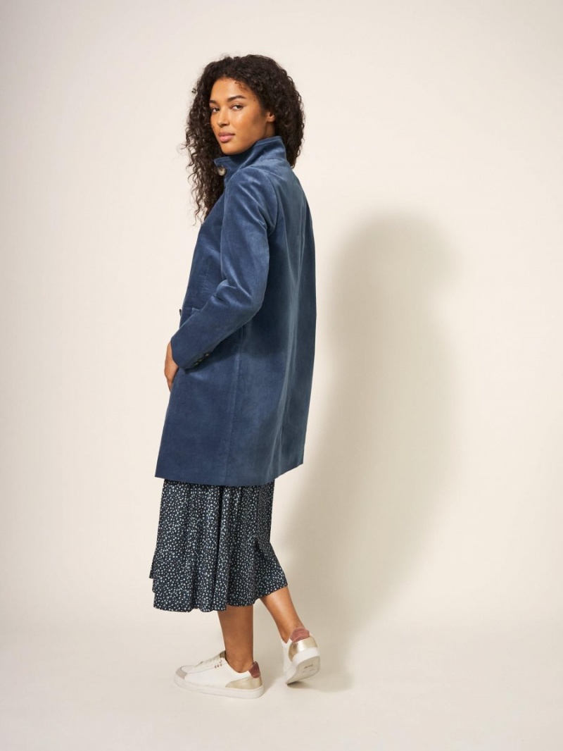 Dusty Blue White Stuff Karla Smart Velvet Coat | 16824NAZU